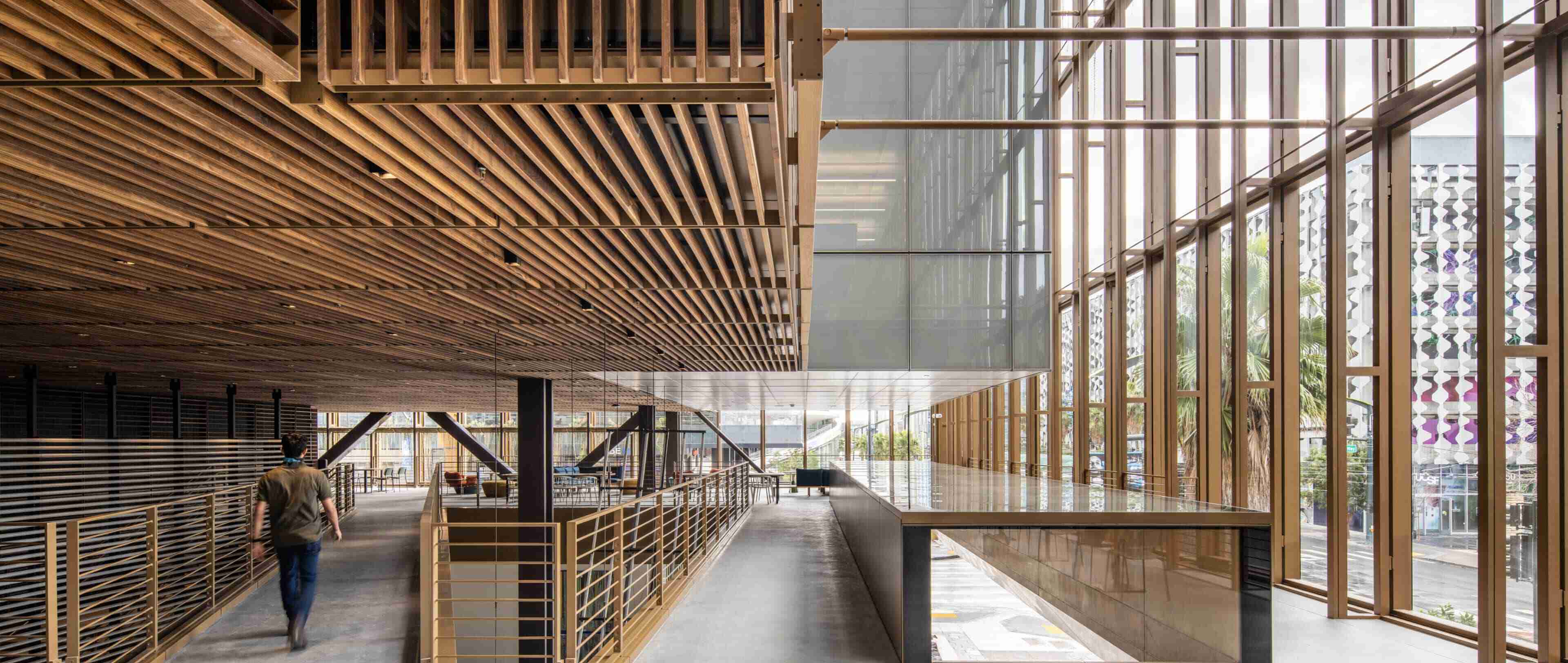 Contemporary design meets the warmth of natural wood at Uber's headquarters.
